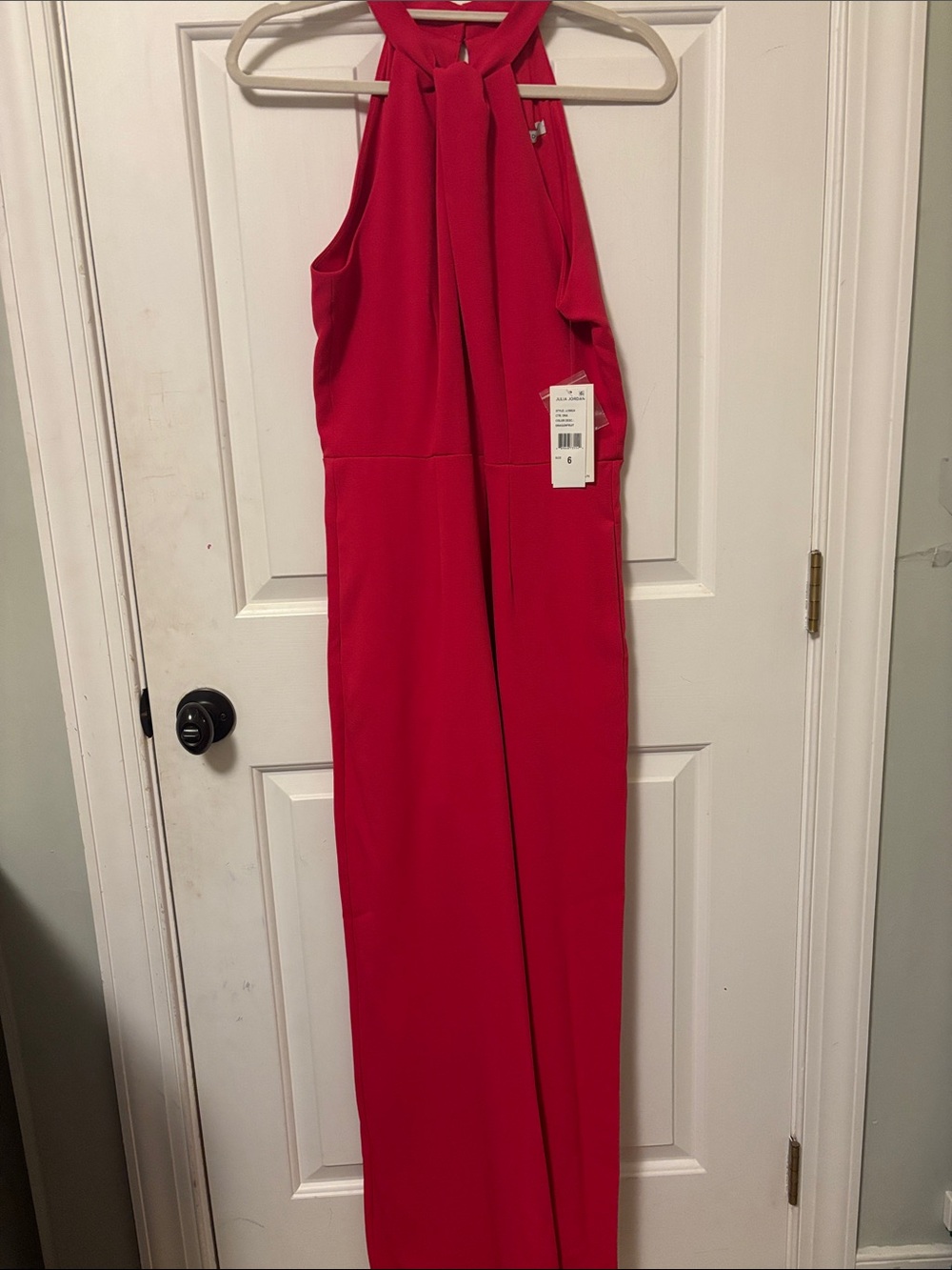 NWT Julia Jordan Dark Lipstick Pink Sleeveless Halter Jumpsuit Size 8